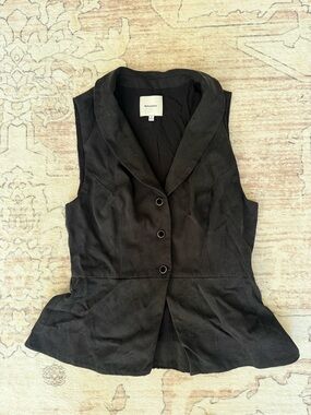 Reformation - Black Sleeveless Peplum Button Vest